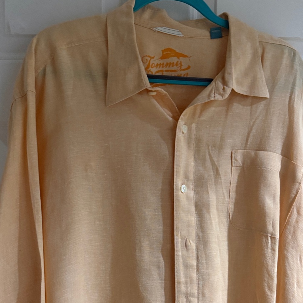 Tommy Bahama Men's Light Peach Button Down Linen Shirt